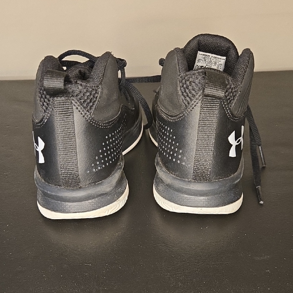 Under Armour Kids Black and White Sneakers - Picture 3 of 9